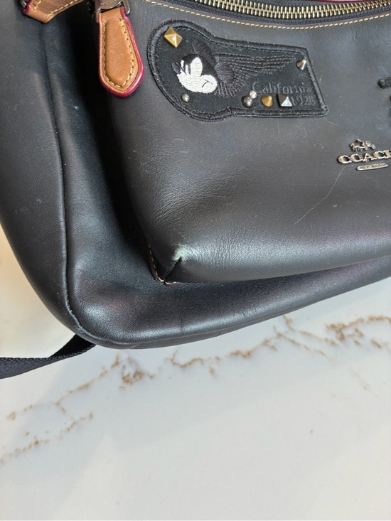 Coach x Disney Black Leather Backpack with Mickey Appliqué main image 4